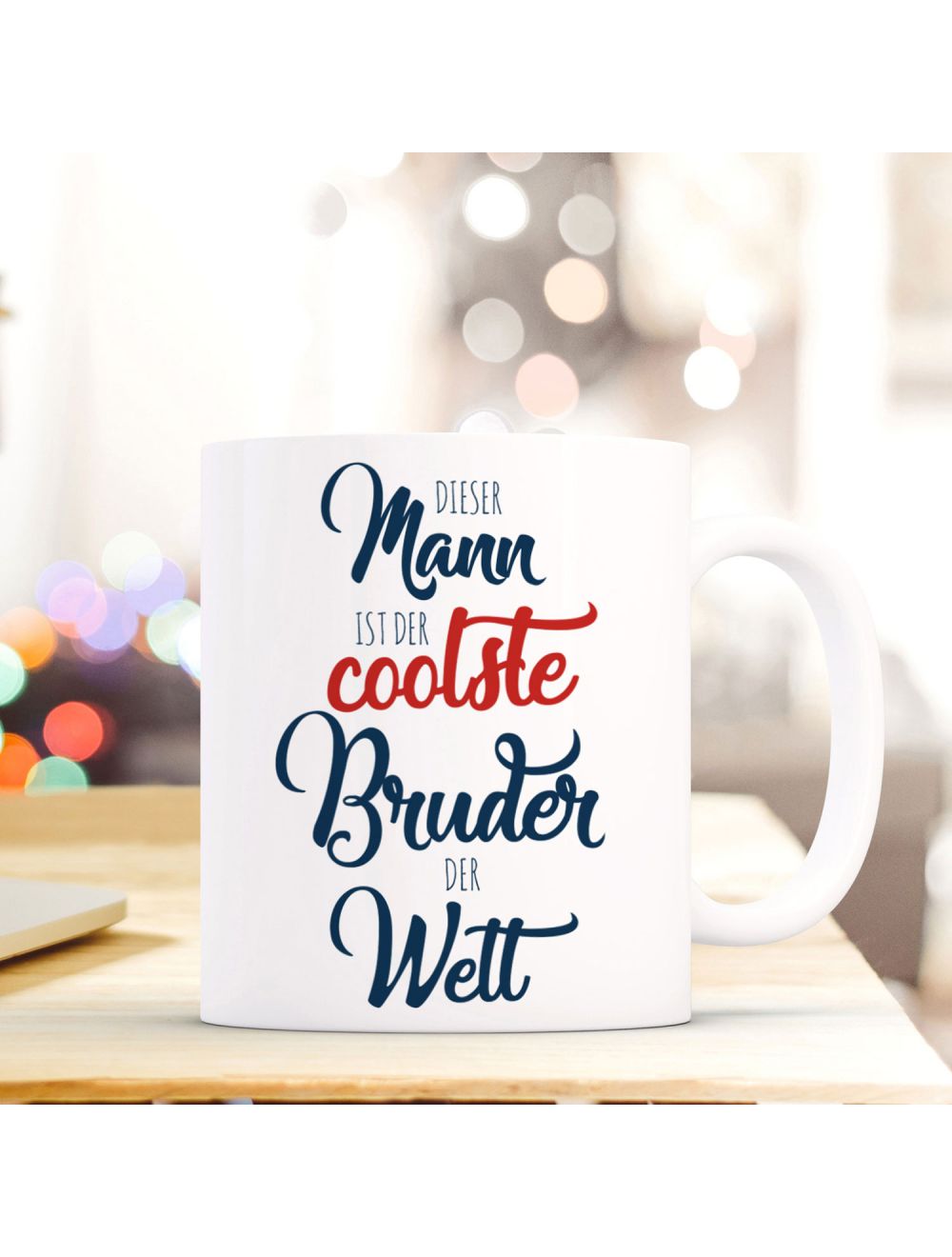 Tasse Becher Spruch "bester Bruder" Geschenk Kaffeebecher Motto blau/rot ts557 