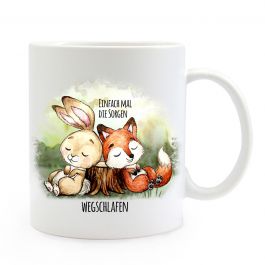 Emaille Becher Tasse Kaffeebecher Fuchs & Hase Spruch Wo Liebe ist.. eb322 