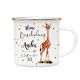 Emaille Becher Tasse Giraffe mit Spruch Einschulung Geschenk mit Name & Datum eb190