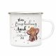 Emaille Becher Tasse kleines Mammut mit Spruch Einschulung Geschenk mit Name & Datum eb195