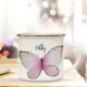 Emaille Becher Tasse schöner Schmetterling & Wunschname Kaffeetasse Geschenk eb349