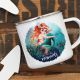 Emaille Becher Tasse Meerjungfrau Spruch Let´s be mermaids Kaffeetasse eb455
