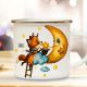 Emaillebecher Becher Tasse Fuchs mit Mond & Name Kaffeetasse Geschenk eb571