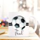 Tasse Fußball Kaffeebecher Kaffeetasse mit 2 Streifen und Wunschnamen Geschenk ts709