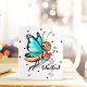 Kaffeebecher Schmetterling schwarze Punkte Einschulung Kaffeetasse mit Wunschname ts717